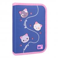 Пенал школьный одинарный с двумя клапанами HP-04 Meow-Meow YES синий