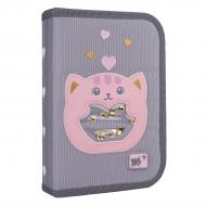 Пенал школьный одинарный с клапаном HP-03 With Love YES серый