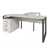 Кабинет руководителя MebliKom Loft Details LB200b сосна лофт белая с царгой 36 750х2000х700 мм черный/белый