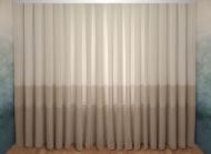 Штора Плотный лен Сафари с полосой 600x245 бежевый Декор-ін