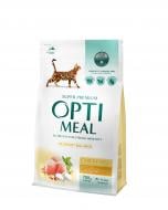 Корм Optimeal для взрослых котов с курицей протеин мяса курицы, рис, кукуруза, жир куриный, бескостное мясо курицы
