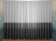 Штора Плотный лен Сафари с полосой 300x255 серый Декор-ін