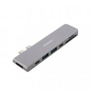 Док-станція Choetech USB-C 7 в 1 (HDMI/картрідер/USB-A/USB-C) для MacBook Pro/Air dark grey (HUB-M14-GY-V2) Док-станція Choetech USB-C 7 в 1 (HDMI/картрідер/USB-A/USB-C) для MacBook Pro/Air dark grey (HUB-M14-GY-V2)