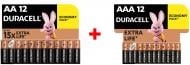 Батарейки Duracell kit LR06(AA) 12 шт + LR03(AAA) 12 шт набор - 24 шт.