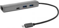 Перехідник PowerPlant USB 3.0 Type-C – USB 3.1 + Gigabit Ethernet