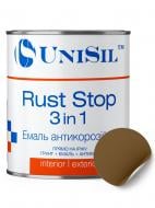 Грунт-краска UniSil антикоррозионная Rust Stop 3 в 1 шелковистый мат коричневый 10 л
