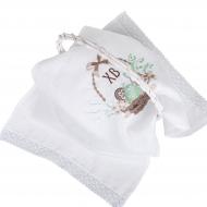 Полотенце с вышивкой и кружевом Пасха корзина 40x75 см