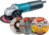 Болгарка (угловая шлифмашина) Makita SET-9565CVR болгарка 9565CVR + диска