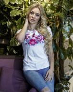 Футболка жіноча Galychanka Петриківка Wft-021 р.XL білий із фіолетовим