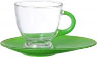 Чашка 230 мл с зеленым блюдцем Glasmark