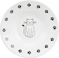Миска Trixie для котів кераміка з малюнком кота 0.2л / 15см білий