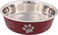 Миска Trixie для собак Stainless Steel Bowl нержавеющая сталь с пластиковым покрытием 0.8л/17 см