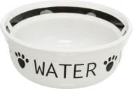 Миска Trixie для собак Water керамическая 0.6л/15 см белый/черный