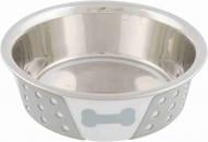Миска Trixie для собак нержавіюча сталь з силіконом 0.75л/17 см білий/сірий