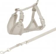 Шлея Trixie мягкая с поводком для щенков Junior XS-S: 26-34 см/10 мм 2 м светло-серый