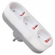 Тройник ElectrO 16A 250В Тип C (евро) - Тип F (евро) с заземлением 3 гн. белый B31G Тройник ElectrO 16A 250В Тип C (евро) - Тип F (евро) с заземлением 3 гн. белый B31G