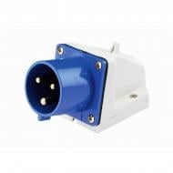 Вилка стационарная с заземлением ElectrO белый с синим PC513 Вилка стационарная с заземлением ElectrO белый с синим PC513