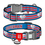 Ошейник Waudog Nylon рисунок "Супермен Ретро" пластиковый фастекс XL Ш25 мм Д37-58 см