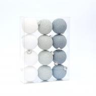 Игрушка на елку Котоновые шарики 12 шт. Soft white grey d80 мм 8 см 12 шт./уп.
