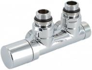 Кран-термостат Carlo Poletti Twin Thermo угловой 1/2" 3x3/4" EK 50 мм левый хром (V42110BSX)