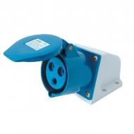 Розетка силовая стационарная с заземлением ElectrO белый с синим PC123 Розетка силовая стационарная с заземлением ElectrO белый с синим PC123