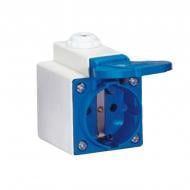Розетка силовая стационарная с заземлением ElectrO белый с синим PC112 Розетка силовая стационарная с заземлением ElectrO белый с синим PC112