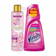 Комплект Vanish Рідкий засіб для виведення плям Vanish розовий 1 л + Засіб мийний рідкий для прання білизни та одягу