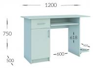 Стол компьютерный L 120x75x50 см дуб крафт белый