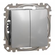 Вимикач кнопковий двоклавішний Schneider Electric Sedna Design без підсвітки алюміній SDD113118
