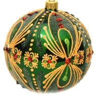 Куля скляна східна зі стразами d 100 мм зелений 2184(13)