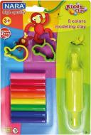 Пластилин 8 цветов 2 формочки + скалка NARA