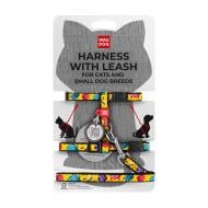 Шлейка анатомическая Waudog Nylon рисунок "Мохнатые монстры" XS Ш10 мм В 25-40 см