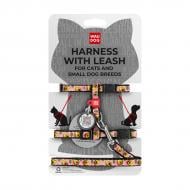 Шлейка анатомическая Waudog Nylon рисунок "Авокадо на розовом" XS Ш10 мм В 25-40 см