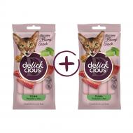 Ласощі для котів DELICKCIOUS тунець та алое 1+1, 4х15 г