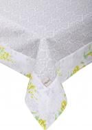 Скатерть Нарцисс вензель с кантом 136x180 см серый с желтым La Nuit