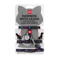 Шлейка анатомическая Waudog Nylon рисунок "Бесконечные миры" XS Ш10 мм В 25-40 см