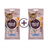 Лакомство для котов DELICKCIOUS сардина и тыква, 1+1, 4х15 г