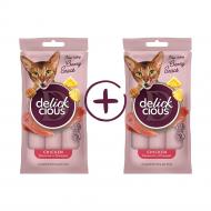 Ласощі для котів DELICKCIOUS курка та ананас, 1+1, 4х15 г"