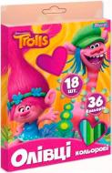 Олівці кольорові двосторонні Trolls 36 кольорів 18 шт YES