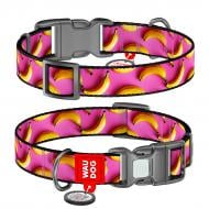 Нашийник Waudog Nylon малюнок "Банани на рожевому" пластиковий фастекс L Ш25 мм Д33-49 см