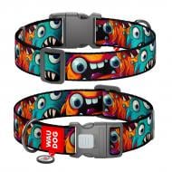 Нашийник Waudog Nylon малюнок "Зубасті монстри" пластиковий фастекс XXL Ш35 мм Д46-70 см