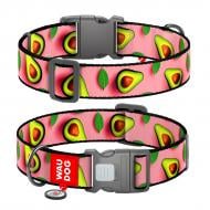 Ошейник Waudog Nylon рисунок "Авокадо на розовом" пластиковый фастекс XXL Ш35 мм Д46-70 см