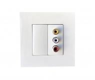 Розетка акустическая Efapel Quadro RCAx3 без крышки белый 4658012 SBR