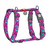 Шлейка анатомическая Waudog Nylon рисунок "Глаз монстра" XL Ш35 мм A 60-100 см B 70-100 с