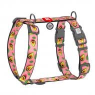 Шлейка анатомическая Waudog Nylon рисунок "Авокадо на розовом" XL Ш35 мм A 60-100 см B 70