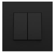 Выключатель двухклавишный проходной перекрестный двухклавишный Efapel Quadro без подсветки черный матовый 4605012 SPM