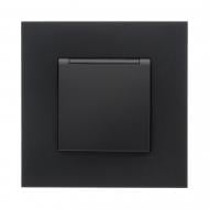 Розетка с крышкой бытовая с заземлением Efapel Quadro IP44 черный матовый 4612812 SPM