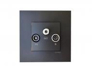 Розетка TV+R/SAT кінцева Efapel Quadro без кришки чорний матовий 4654312 SPM