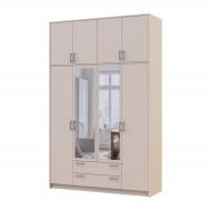 Шкаф для одежды Doros Ронди с зеркалом и высокой антресолью 4ДСП 2600х1600х520 мм кашемир / кашемир