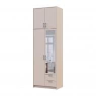 Шкаф для одежды Doros Ронди с зеркалом и высокой антресолью 2ДСП 2600х820х520 мм кашемир / кашемир